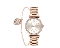 Lucardi Dames Regal cadeauset met gratis rosekleurige armband - Horloge - Staal - Rose - 35 mm