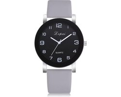 LVPAI Quartz Horloge | Grijs & Zwart | PU Lederen Band | By Jendi