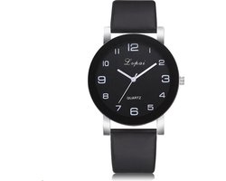 LVPAI Quartz Horloge | Zwart & Zwart | PU Lederen Band | Ø 35 mm | Fashion Favorite