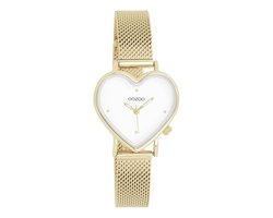 OOZOO Timepieces - Goudkleurige horloge met goudkleurige metalen mesh armband - C11415