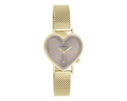 OOZOO Timepieces - Goudkleurige horloge met goudkleurige metalen mesh armband - C11416