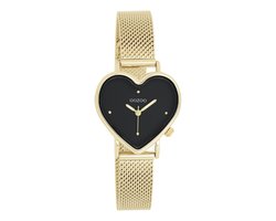 OOZOO Timepieces - Goudkleurige horloge met goudkleurige metalen mesh armband - C11417