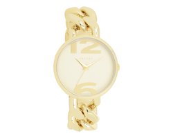 OOZOO Timepieces - Goudkleurige OOZOO horloge met goudkleurige grove schakelarmband - C11263