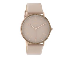 OOZOO Timepieces - rosé goudkleurige horloge met grijs roze leren band - C10820 - Ø40