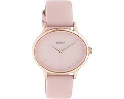 OOZOO Timepieces - rosé goudkleurige horloge met roze leren band - C10941 - Ø38