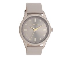 OOZOO Timepieces - Taupe OOZOO horloge met taupe leren band - C11287