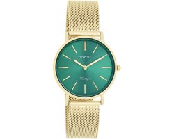 OOZOO Vintage series - Goudkleurige horloge met goudkleurige metalen mesh armband - C20296