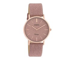 OOZOO Vintage series - rosé goudkleurige horloge met oud roze leren band - C20201 - Ø32