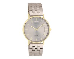 OOZOO Vintage series - Taupe horloge met taupe roestvrijstalen armband - C20368