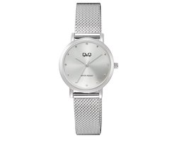 Q&Q C35A-005PY - Horloge - Polshorloge - Analoog - Vrouwen - Dames - Milanese/Mesh stalen band - Rond - Metaal - Stippen - Zilverkleurig