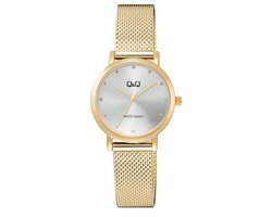 Q&Q C35A-006PY - Horloge - Polshorloge - Analoog - Vrouwen - Dames - Milanese/Mesh stalen band - Rond - Metaal - Stippen - Goudkleurig