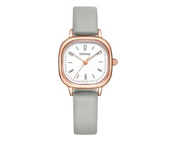 Retro Square Horloge - Grijs | Kunstleer | Ø 25 mm | Fashion Favorite