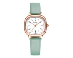 Retro Square Horloge - Groen | Kunstleer | Ø 25 mm | Fashion Favorite