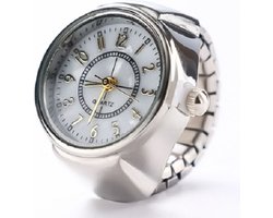 Ring horloge - rekbaar - zilverkleurig - goud - 2 cm dial - one size