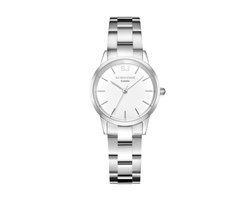 SJ WATCHES Calais horloge dames Zilverkleurig - horloges voor vrouwen 32mm - Zilveren dames horloge