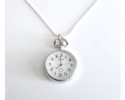 Stijlvol Ketting Horloge Groot Klokje - Dames - Zilverkleurig - 68 cm