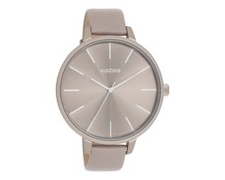 Taupe OOZOO horloge met taupe leren band - C11347