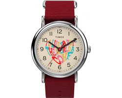 Timex Coca-Cola X Weekender TW2V29900 Horloge - Textiel - Rood - Ø 38 mm