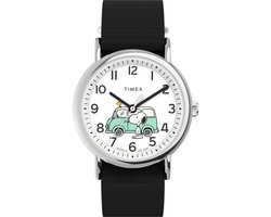 Timex Peanuts Weekender TW2Y11800 Horloge - Textiel - Zwart - Ø 38 mm