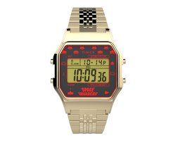 Timex T80 X Space Invaders TW2V30100 Horloge - Staal - Goudkleurig - Ø 32 mm