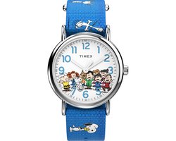 Timex Weekender x Peanuts Gang's All Here TW2W19400 Horloge - Textiel - Blauw - Ø 38 mm