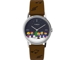 Timex x Peanuts “The Gang Singing Marlin TW2W47200 Horloge - Leer - Bruin - Ø 34 mm