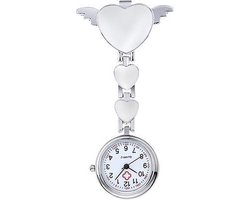 Treasure Trove® Verpleegstershorloge Wit Hart - Zusterhorloge - Verpleegster Horloge - Dames - Heren - Clip - 25mm