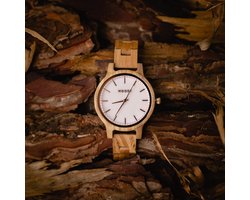 Woody Houten Horloge Dames – Parelmoer Wijzerplaat - Bamboe hout – 14mm – Ø 31mm