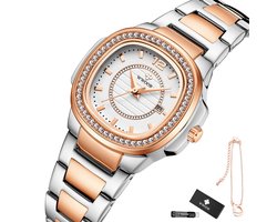 WWOOR - Horloge Dames - Cadeau voor Vrouw - 30 mm - Zilver Rosé