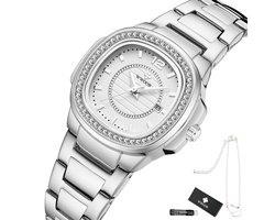 WWOOR - Horloge Dames - Cadeau voor Vrouw - 30 mm - Zilver Wit