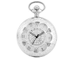 Zakhorloge Quartz Zilver – Pocket watch Met ketting - Quartz zakhorloge met Romeinse cijfers