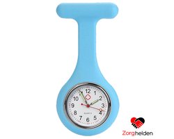 Zorghelden® Zusterhorloge Pink Lichtblauw - Verpleegkundige horloge - Verpleegkundige accessoires - Zusterhorloge siliconen - Verpleegkundige cadeau - Verpleegstershorloge