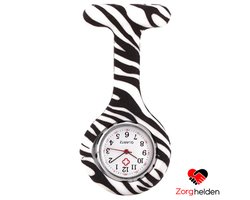 Zorghelden® Zusterhorloge Zebra - Verpleegkundige horloge - Verpleegkundige accessoires - Zusterhorloge siliconen - Verpleegstershorloge - Verpleegkundige cadeau