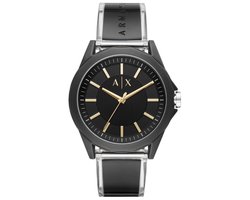 Armani Exchange Polshorloge || Model AX2640 || Ronde Gouden Wijzerplaat || Zwart Siliconen Band || Unisex Horloge