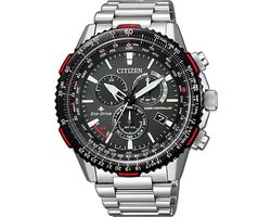 Citizen Radio Controlled Horloge - Citizen heren horloge - Zwart - diameter 47 mm - roestvrij staal