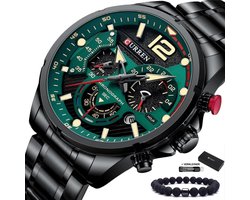 Curren - Horloge Heren - Cadeau voor Man - Horloges voor Mannen - 47 mm - Zwart Groen