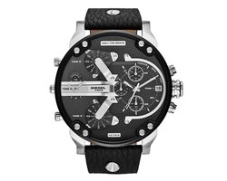 Diesel The Daddies DZ7313 - Horloge - 57 mm - Leer - Zwart