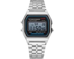 Digitaal Retro Horloge - Staal - Zilverkleurig - 22 mm