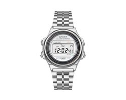 Digitaal Rond Horloge - Staal - Zilverkleurig | Ø 37 mm | Fashion Favorite