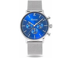 Elysian - Horloge Heren - Zilver - Mesh - Waterdicht - Krasvrij Saffier - 43mm