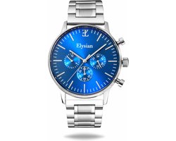 Elysian - Horloge Heren - Zilver - Schakelband - Waterdicht - Krasvrij Saffier - 43mm