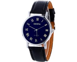 Fako® - Horloge - Geneva Blue - Zwart