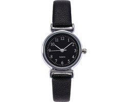 Fako® - Horloge - Ø 26mm - Zilverkleurig - Zwart