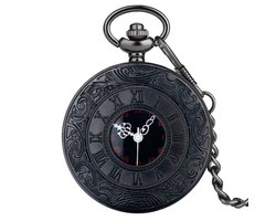 Fako® - Zakhorloge - Pocket Watch - XXL - Quartz Open Classic - Ø 47mm - Zwart