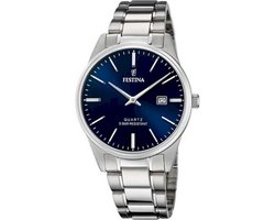 Festina F20511/3 Heren Horloge - Mineraalglas - Roestvrijstaal/Staal - Zilverkleurig - Ø 39.5 mm - Quartz - Vouw/Vlindersluiting - 5 ATM (douchen)