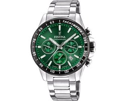 Festina F20560/4 Heren Horloge - Chronograaf - Mineraalglas - Roestvrijstaal/Staal - Zilverkleurig - Ø 45 mm - Quartz - Vouw/Vlindersluiting