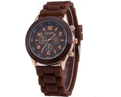 Geneva Siliconen Bruin Horloge | Fashion Favorite