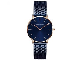 Hannah Martin Elegante Horloge | Blauw | Rose Goudkleurig | Blauw Plaat | Borasi | Dames Horloges | Vrouwen Horloges | Best Verkochte Horloges | Leuke Cadeau | Cadeau Voor Haar |