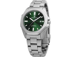 Horloge Heren Automatisch - Heren horloge - Polshorloge - Horloges voor mannen - Waterdicht - Saffierglas - 316L roestvrijstaal - Zilver/Groen