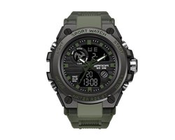 Horloge - Stoer - Mannen - Waterdicht - Groen - Mat Zwart - Rubberen band - Trendy - Military watch - Cadeau Tip